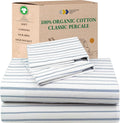 CaliforniaDesignDen California Design Den Full Sheet Set Stripe, 100% Organic Cotton Percale Sheets, Deep Pocket Full Sheets & Pillowcase S…