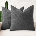 Miulee 18x18 Inch Decorative Pillow Covers for Couch Bed Set of 2 Textured Boucle Neutral Throw Pillow Covers Dark Gray Grey Accent Solid P…