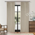 Twodrapes Neutral Beige Linen Pinch Pleated Blackout Curtains 84 Inches Long for Bedroom Living Room Darkening 100% Black Out Pinch Pleat D…