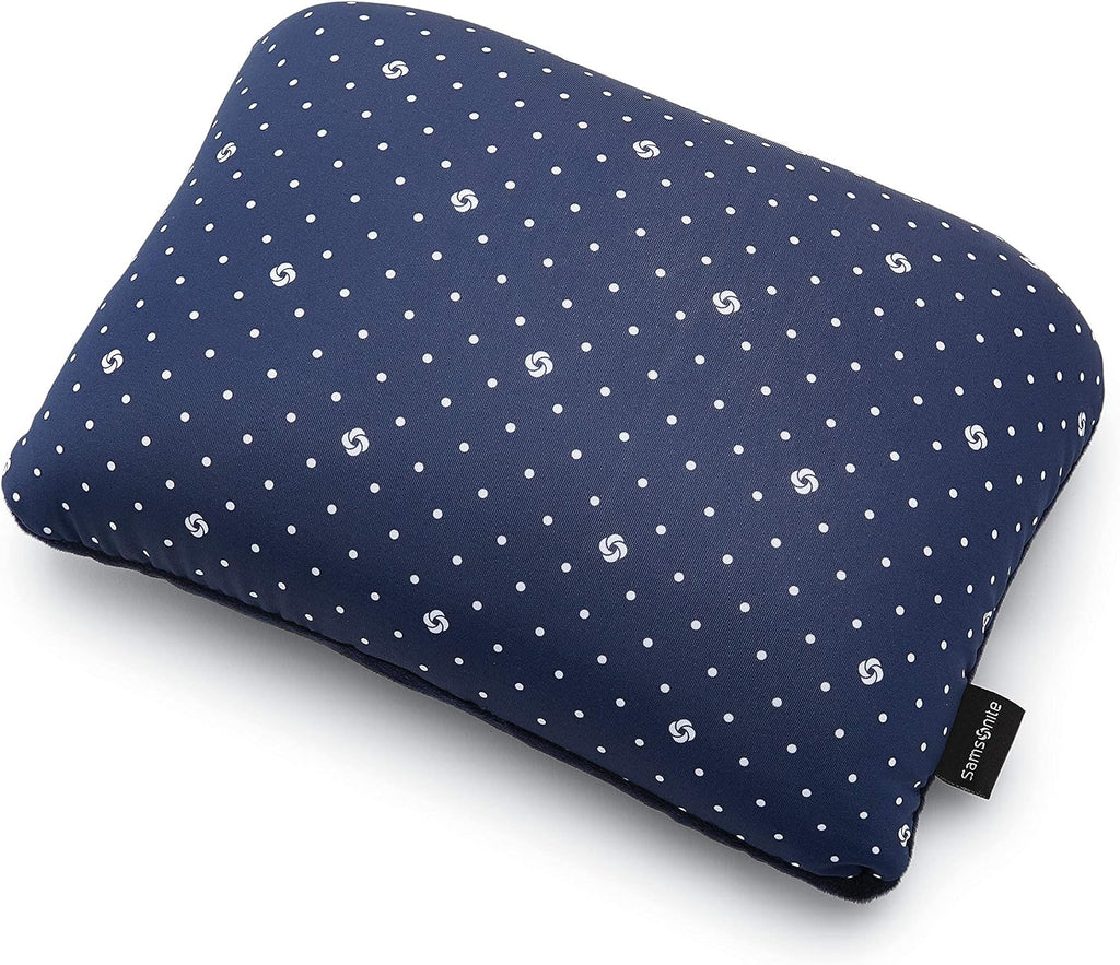 Samsonite 2-in-1 Magic Travel Pillow, Navy/Dots, One Size