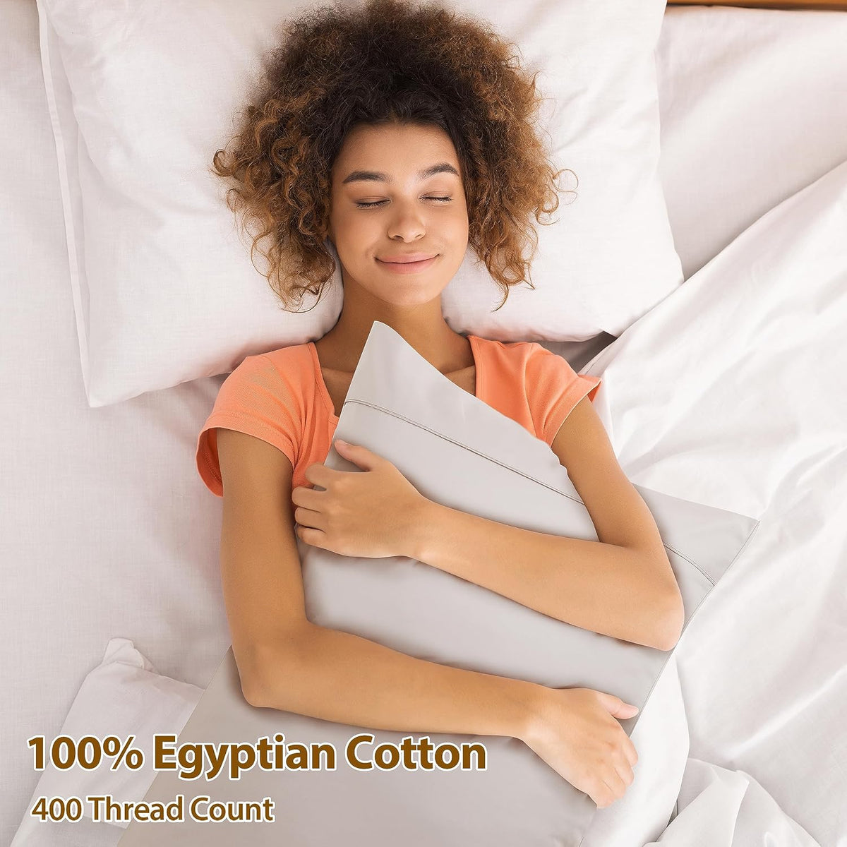 ShunjieHome 100% Egyptian Cotton Pillow Cases Set of 2, King Size 400 Thread Count Cooling Pillowcases, Soft and Breathable Pillow Covers w…