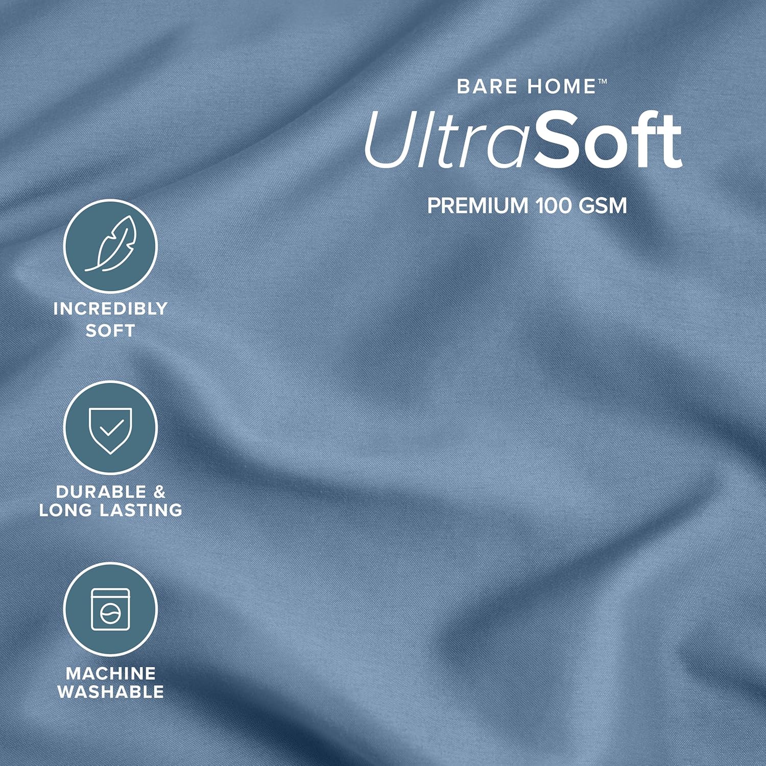 BareHome Bare Home Microfiber Bulk Pillow Cases - King Set of 4 - Cooling Pillowcases - Double Brushed - Coronet Blue Pillowcases 4 Pack -…