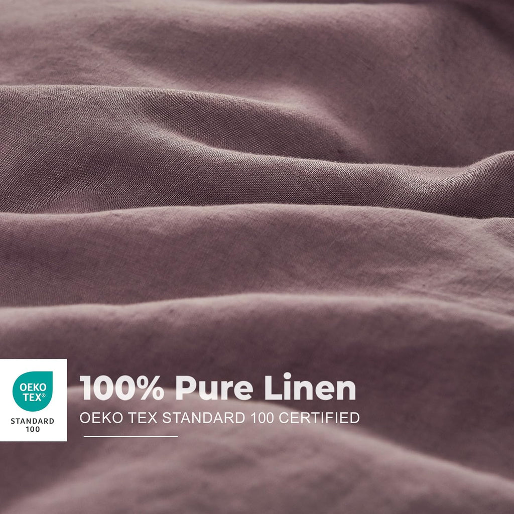 Simple&Opulence 100% Washed Linen Duvet Cover with Embroidered, 2 Pieces Soft Farmhouse Comforter Set with Button Closure,1…