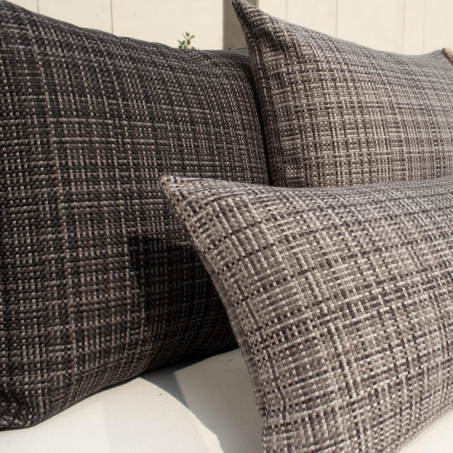 Kevin Textile Pack of 2 Decorative Outdoor Waterproof Throw Pillow Covers Stripe Square Pillowcases Modern Cushion Cases for Patio Couch…