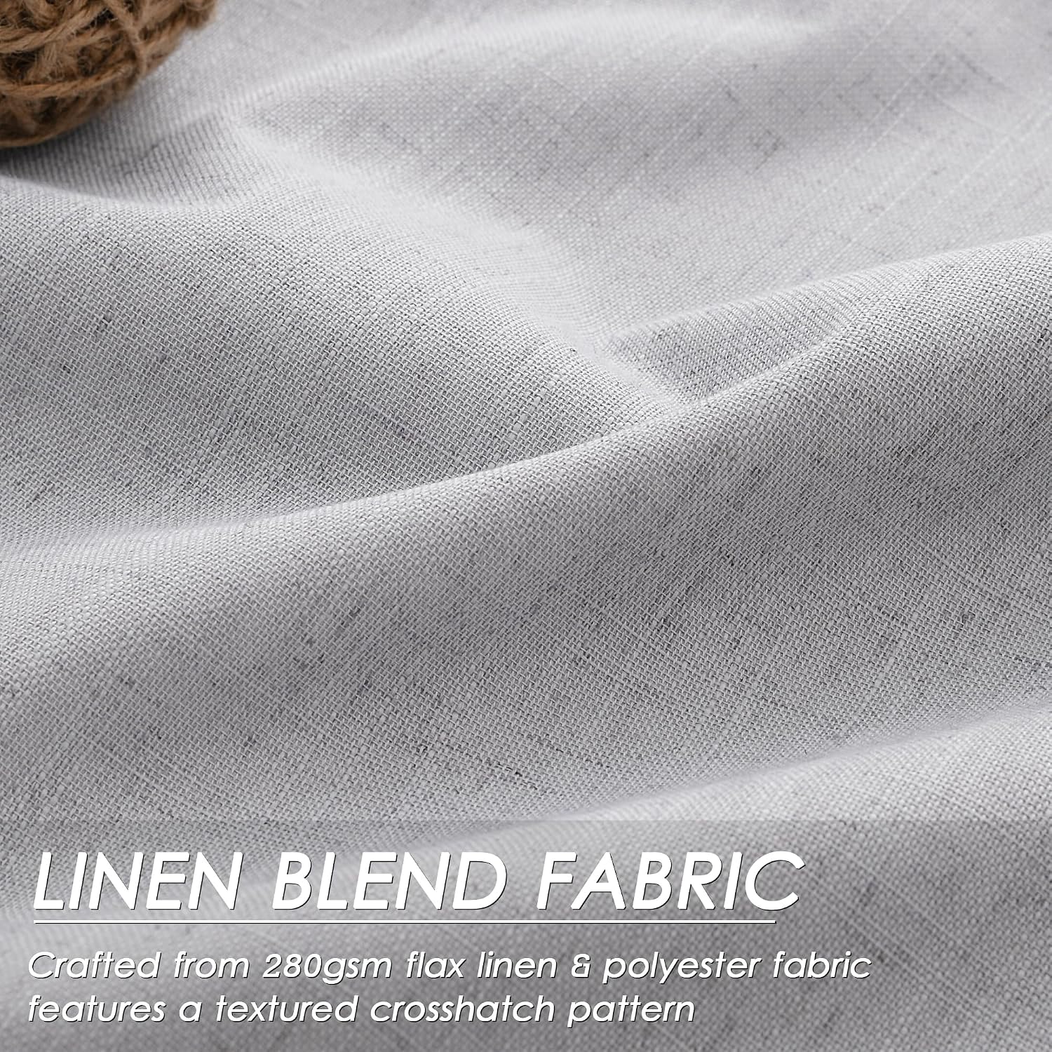 Nanspring Light Grey 100% Blackout Linen Curtains 96 Inches Long for Bedroom Back Tab Thermal Insulated Modern Luxury Simple Black Out Curt…