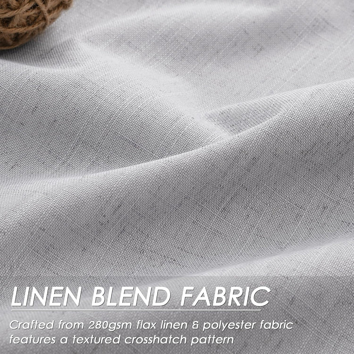 Nanspring Light Grey 100% Blackout Linen Curtains for Bedroom 90 Inches Long Back Tab Thermal Insulated Modern Luxury Simple Black Out Curt…