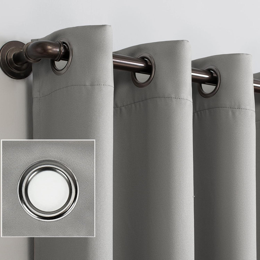 Sun Zero Nordic 2-Pack Theater Grade Noise Reducing Extreme 100% Blackout Grommet Curtain Panel Pair, 52" x 54, Silver Gray