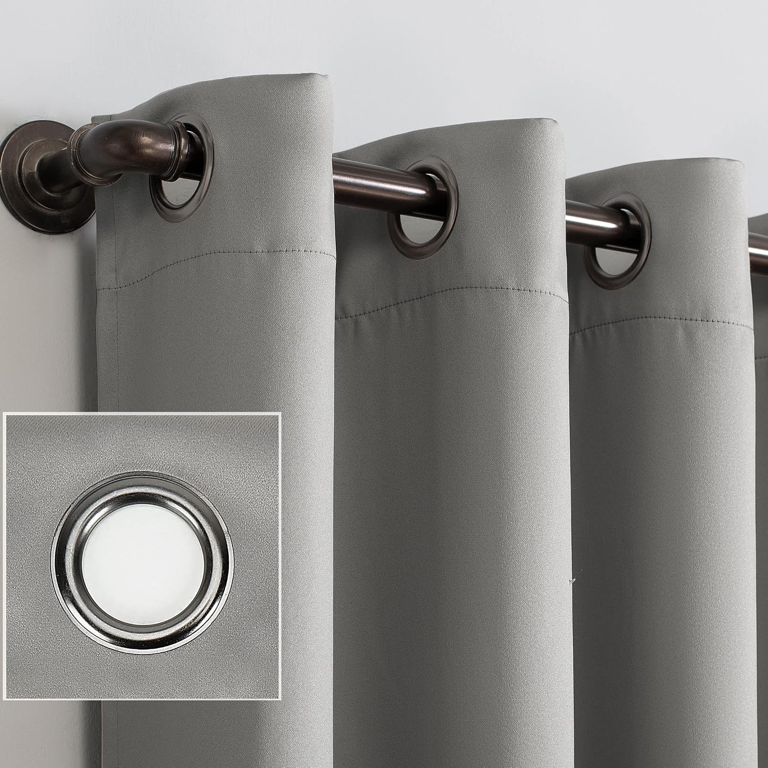 Sun Zero Nordic 2-Pack Theater Grade Noise Reducing Extreme 100% Blackout Grommet Curtain Panel Pair, 52" x 54, Silver Gray