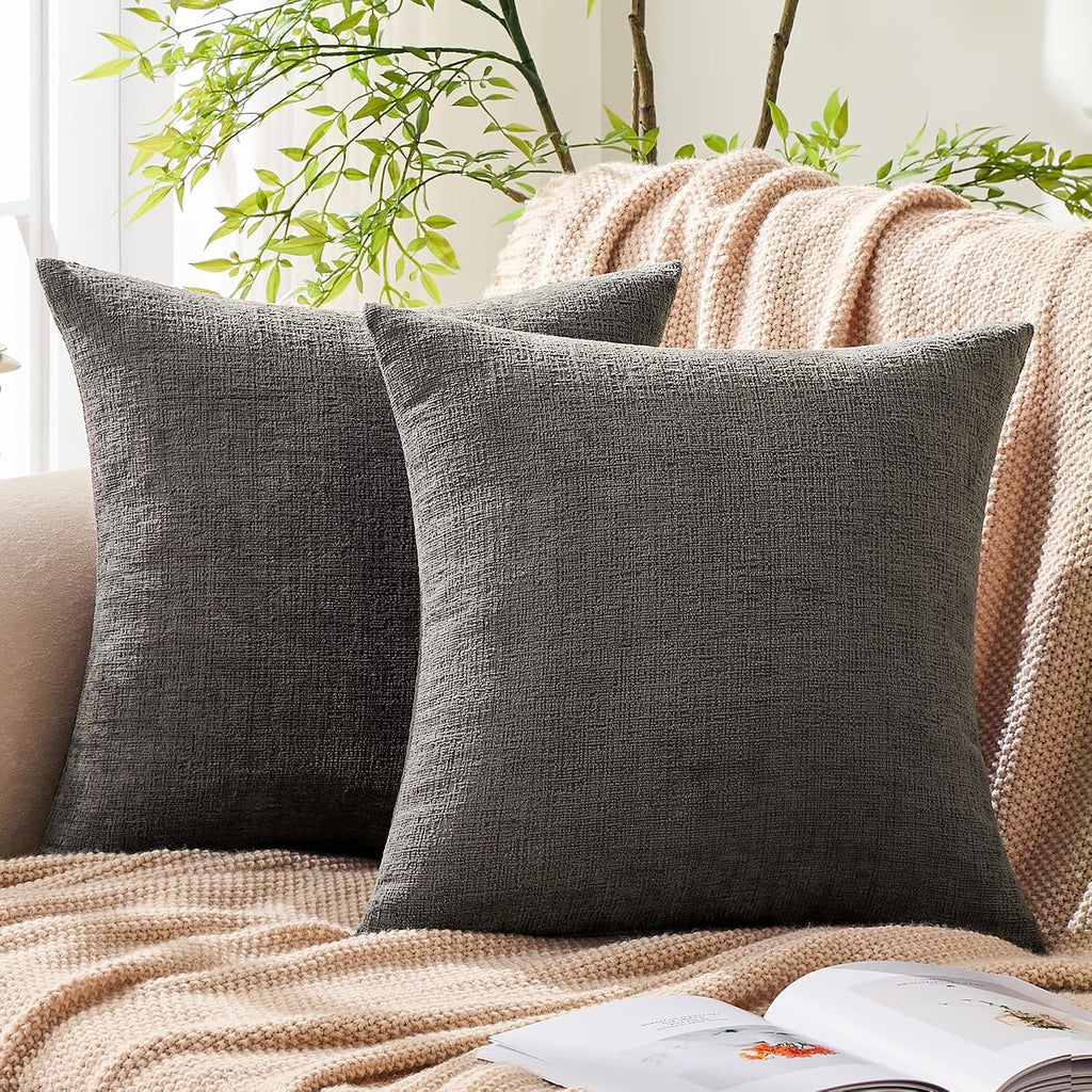 Gawamay Set of 2 Soft Textured Chenille Throw Pillow Covers 26x26 Inch (66x66 CM), Decorative Pillowcases Cushion Covers for Farmhouse Home…