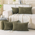 Cozoomy Set of 4 Olive Green Decorative Throw Pillow Covers 12x20 Inch Corduroy Pillow Covers for Bed Couch Sofa Living Room Soft Cushion C…