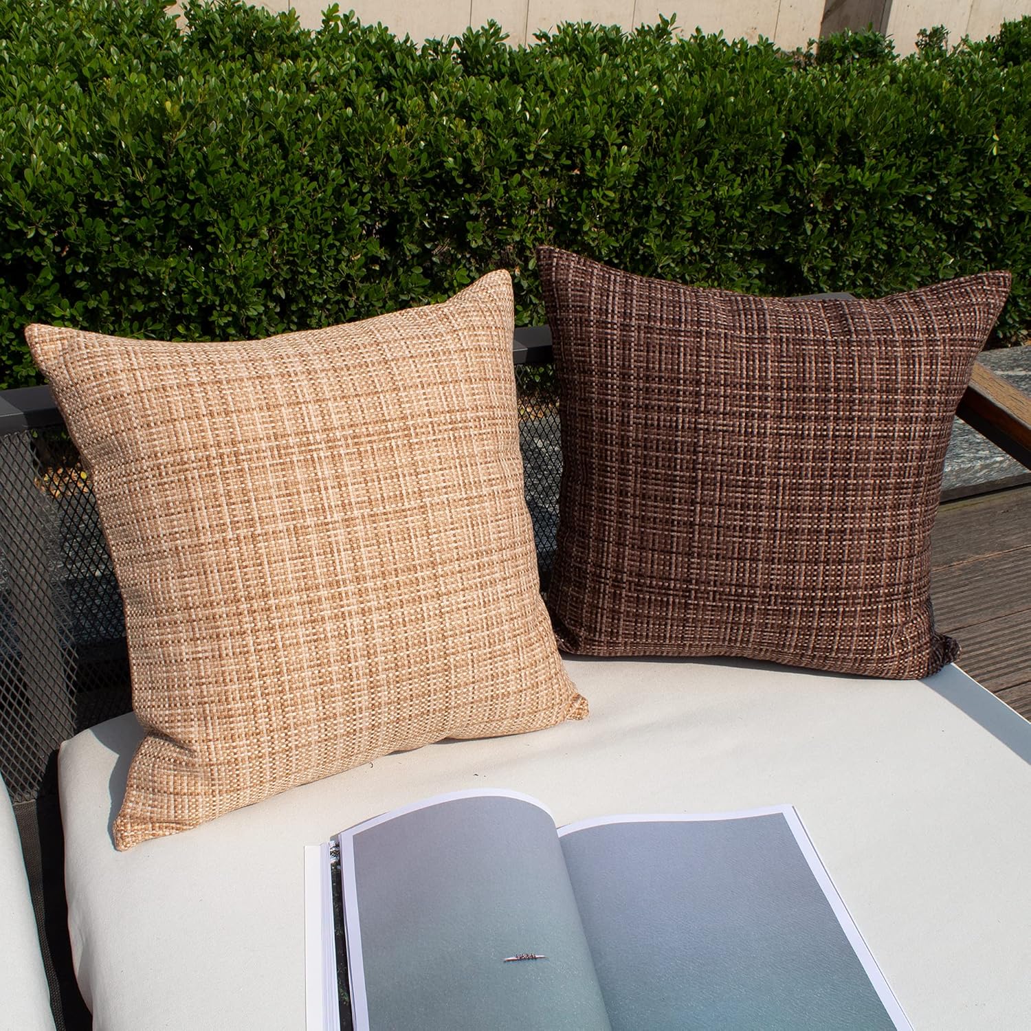 Kevin Textile Outdoor Waterproof Throw Pillow Covers 12x24 Inch Pack of 2 Woven Faux Linen Farmhouse Decorative Water Resistant Lumbar…