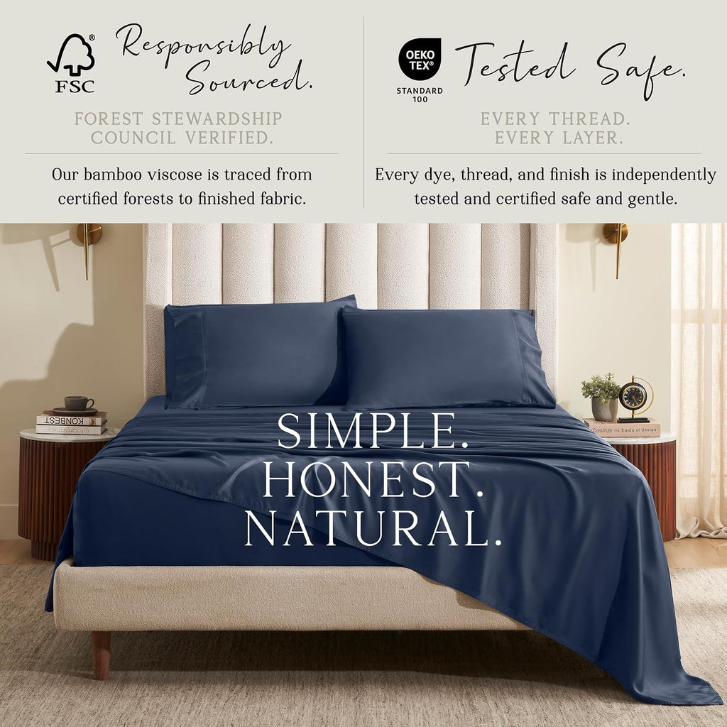 KARISSA MAE 6 Piece Pure Viscose from Bamboo King Size Sheet Set | 100% FSC Certified | Luxuriously Soft | Cooling | 18" Deep Pocket…