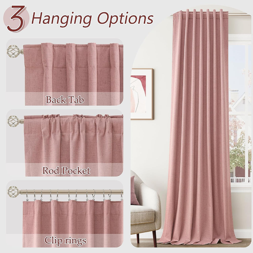 Guken 100% Blackout Curtains 102 Inch Length 2 Panels Set for Living Room Bedroom Back Tab Thermal Insulated Lack Out Linen Drapes Room Dar…