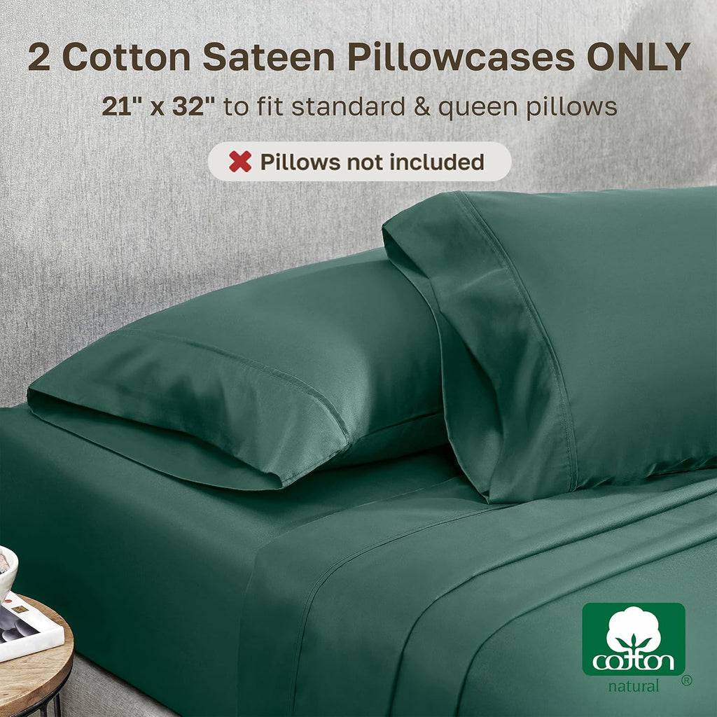 CaliforniaDesignDen California Design Den Standard Queen Size Pillowcase Set - 400 Thread Count, 100% Cotton Sateen, Set of 2 Pillow Covers…