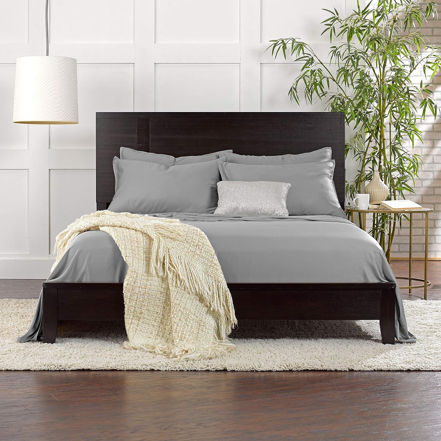 PureBamboo Pure Bamboo Twin Sheets, Genuine 100% Organic Viscose Derived from Bamboo Bed Sheet Set, Luxuriously Soft & Cooling, Double Stit…