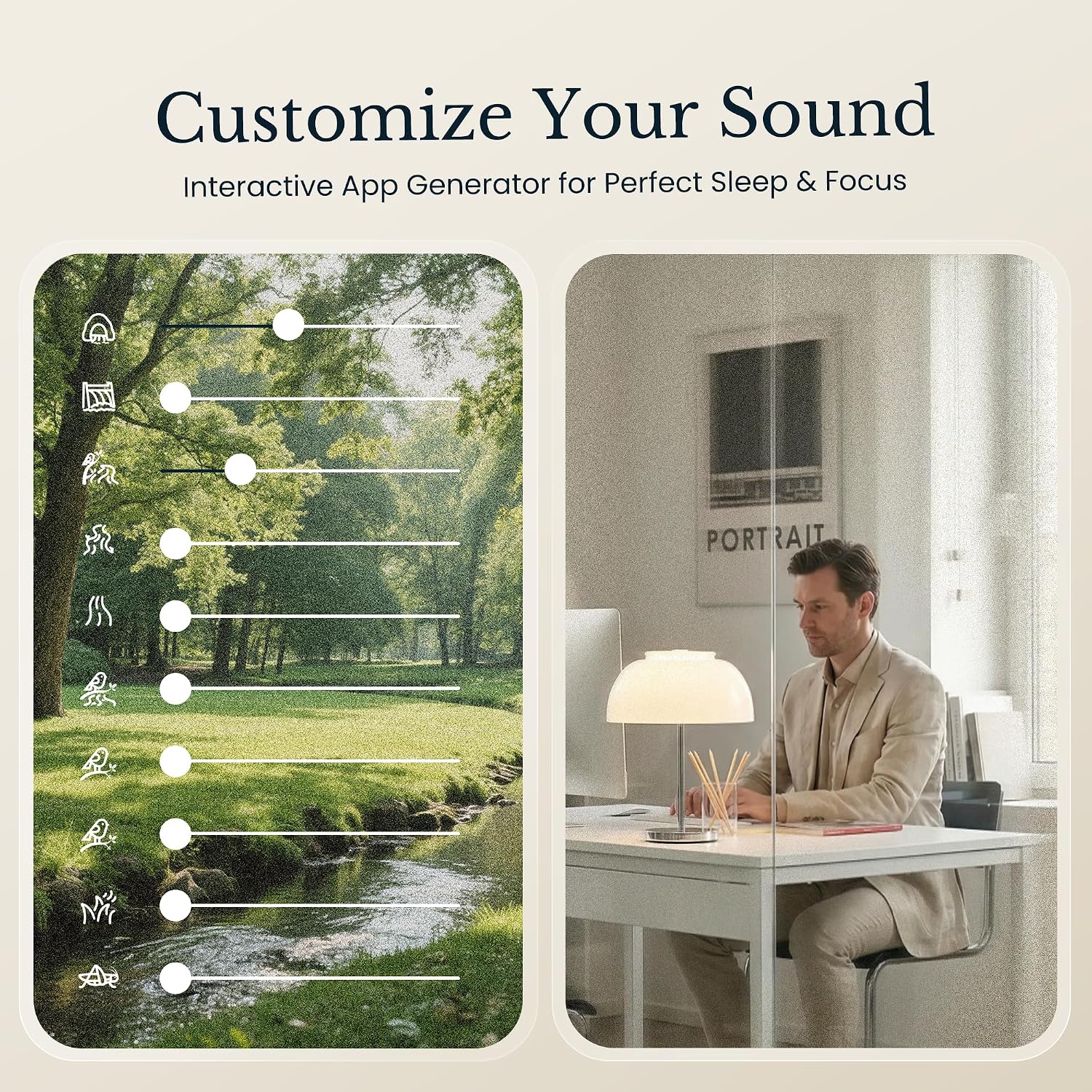 TimeVocalist White Noise Sound Machine & Alarm Clock: Color Noises and Custom Soundscapes, App Control, Sleep Schedule, Multiple Alarms, 10…