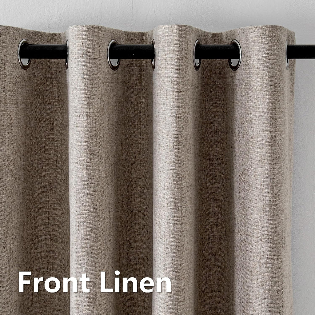 IGEMAEVE Linen Blackout Curtains 84 Inch Length 2 Panels Set,100% Black Out Curtains for Bedroom Living Room, Thermal Insulated Darkening…