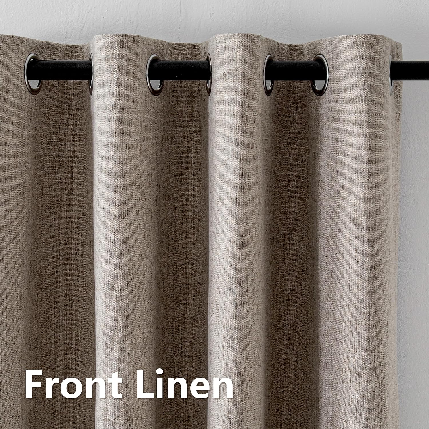 IGEMAEVE Linen Blackout Curtains 84 Inch Length 2 Panels Set,100% Black Out Curtains for Bedroom Living Room, Thermal Insulated Darkening…