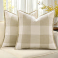 decorUhome Summer Buffalo Plaid Check Throw Pillow Covers 24x24 Set of 2 Outdoor Linen Decorative Farmhouse Gingham Euro Sham Pillow Covers…