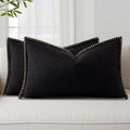 decorUhome Summer Decorative Throw Pillow Covers 12x20 Set of 2 Lumbar Faux Linen Outdoor Neutral Farmhouse Pillow Covers with Stitched…
