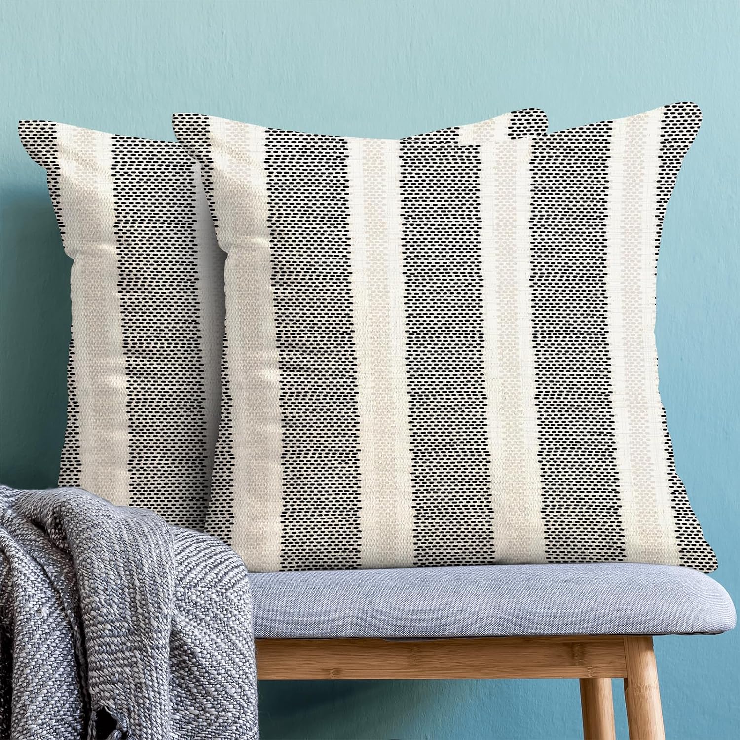 Black Polka Dot Pillow Covers 20x20 Inch Set of 2 Boho Striped Decorative Throw Pillow Covers Modern Abstract Geometry Decorations…