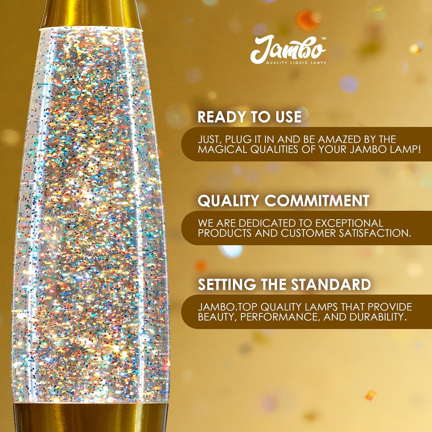 Jambo 16-Inch Rainbow Glitter Lamp I Beautiful Liquid Lamp I Entertaining for Adults and Kids I Perfect Holiday Gift