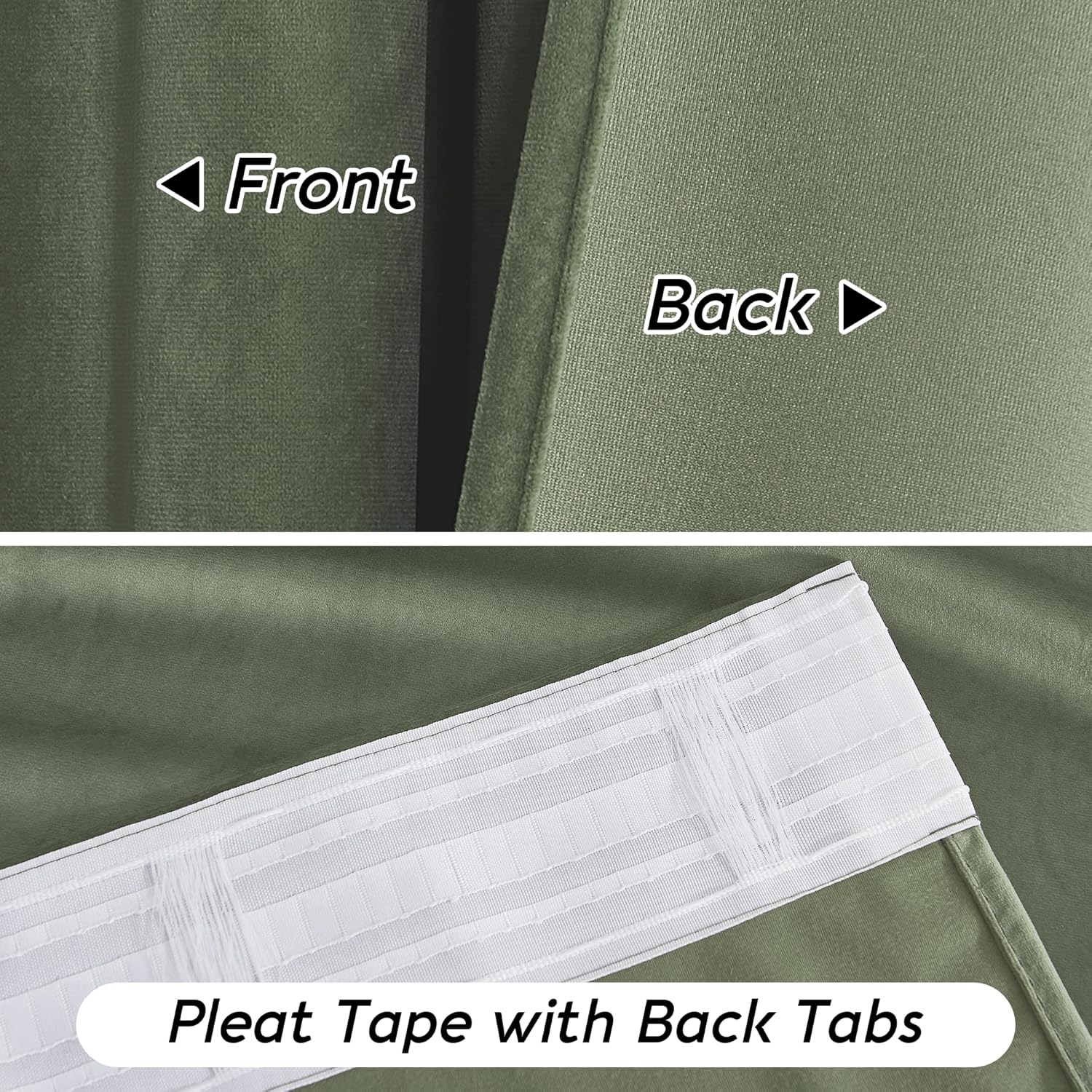 Rybhome RYB HOME Sage Green Velvet Curtains 84 inches, Room Darkening Super Soft Velvet Drapes with Pleat Tape for Living Room, Thermal Ins…