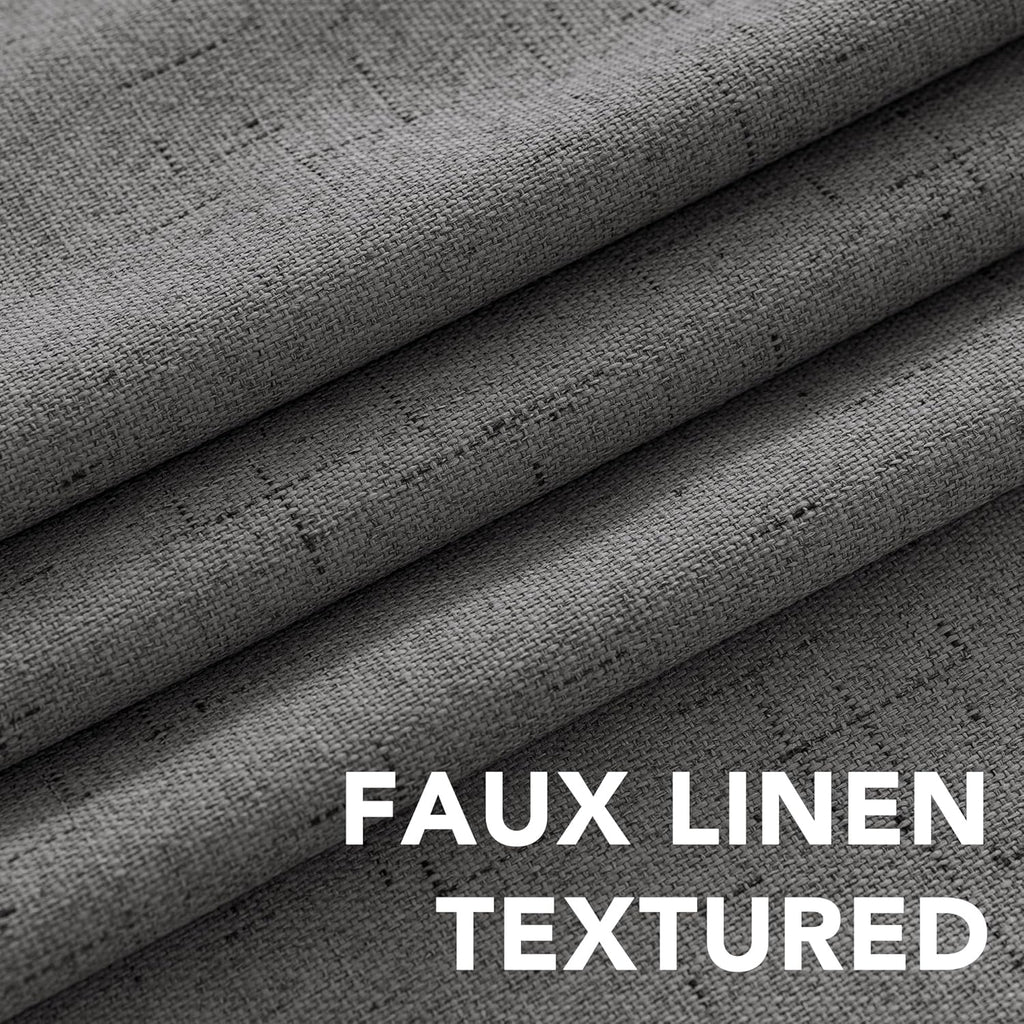 H.VERSAILTEX Primitive Linen Curtains 100% Blackout Curtain Drapes Burlap Fabric Curtains with White Thermal Insulated Liner, Grommet Top…