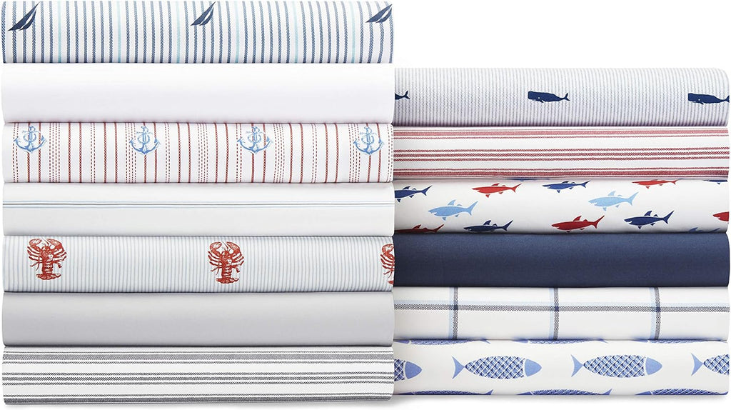 Nautica – Full Size Sheet Set, Crisp Cotton Percale Bedding with Matching Pillowcases, Lightweight & Breathable Bed Sheets, Deep Pocket, Co…