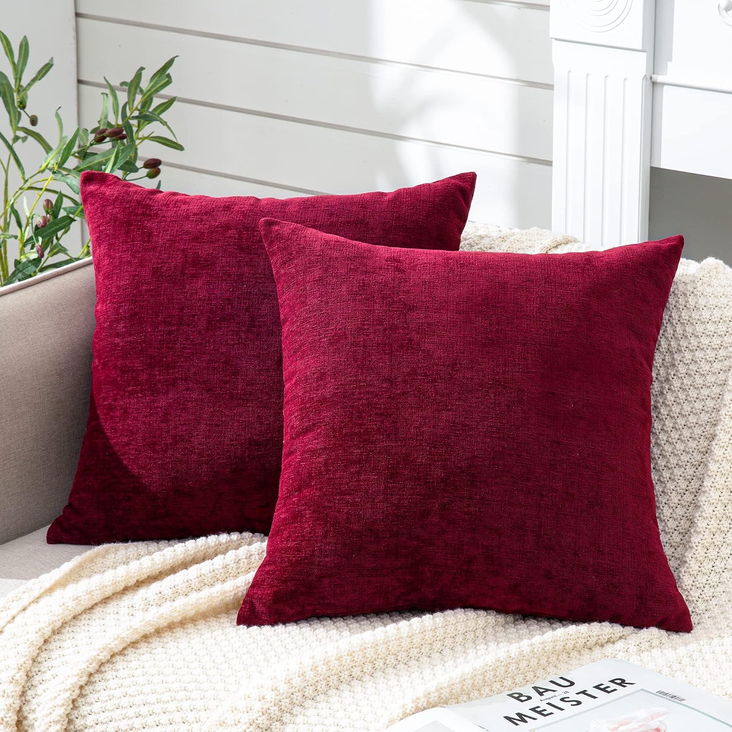 Gawamay Decorative Square Throw Pillow Covers 18"x18" Inch Set of 2, Super Soft Chenille Pillows Cover Fall Pillowcase for Living Room Bedr…