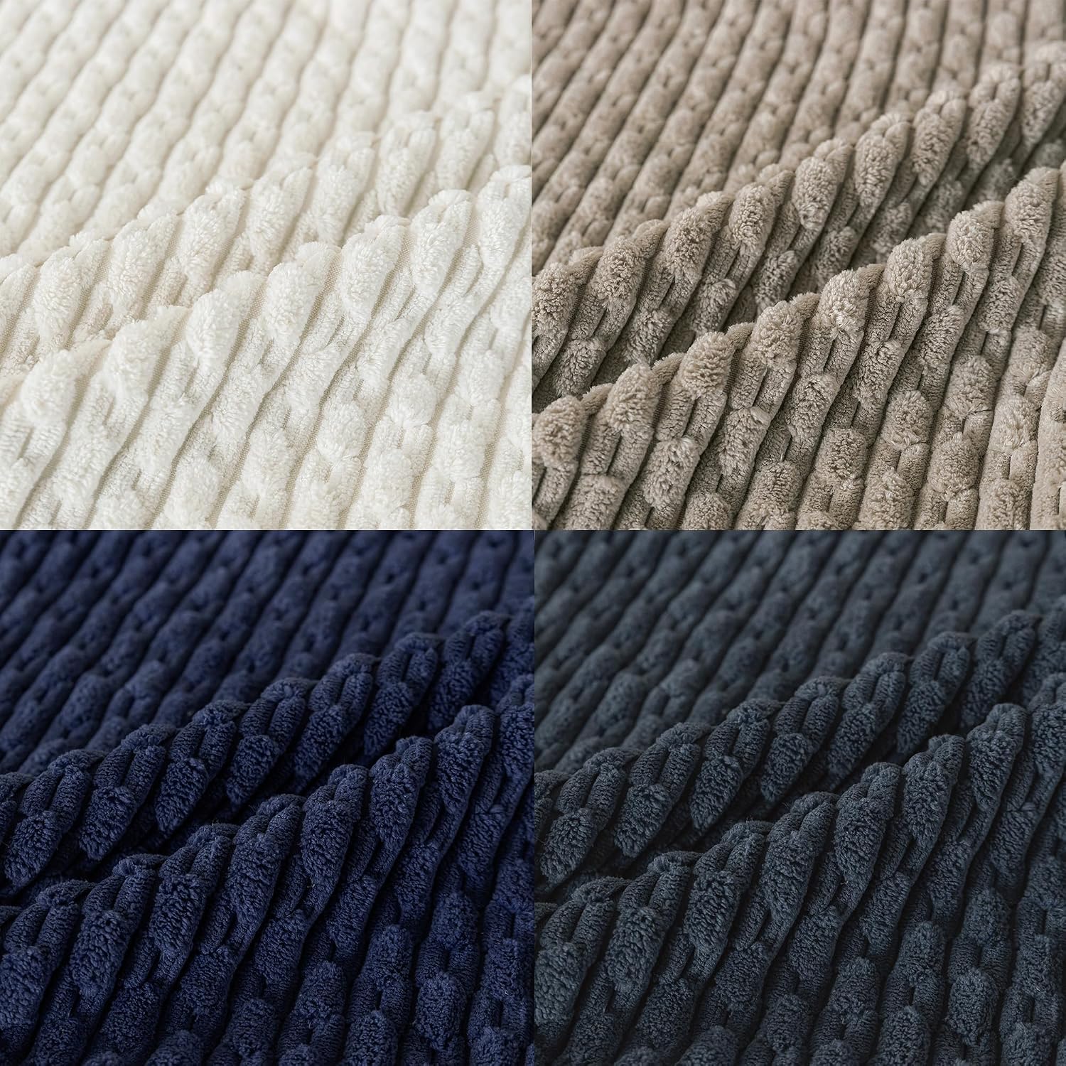 Cozoomy Set of 4 Navy White Taupe Decorative Throw Pillow Covers 20x20 Inch Corduroy Pillow Covers for Bed Couch Sofa Living Room Soft Squa…