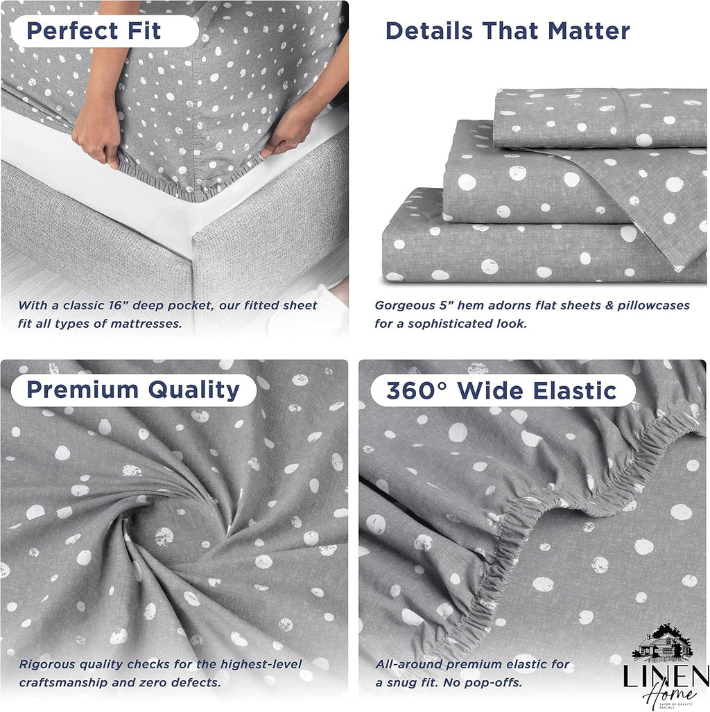 Linen Home Cotton Lyocell Blend Percale Sheet Set Full Size - 4 Piece Deep Pocket Bedding, Pre-Washed & Shrunk, Crisp Cooling Fabric…