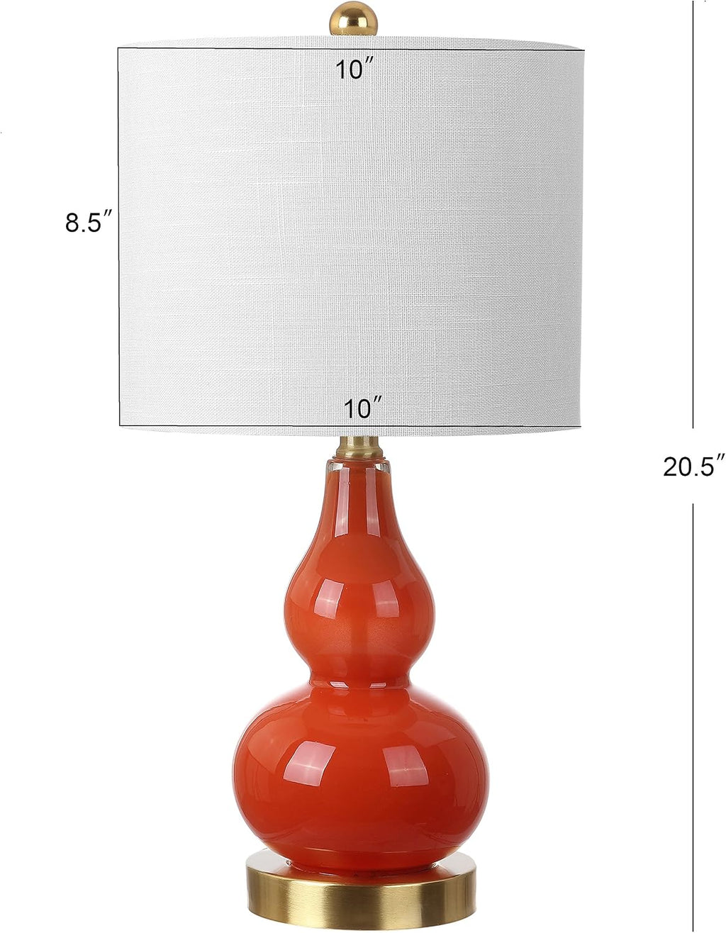 JONATHAN Y 20.5" Sunset Orange Glass Table Lamp, Modern Gourd Bedside Nightstand Lamp for Bedroom, Living Room, White Linen Shade, LED…