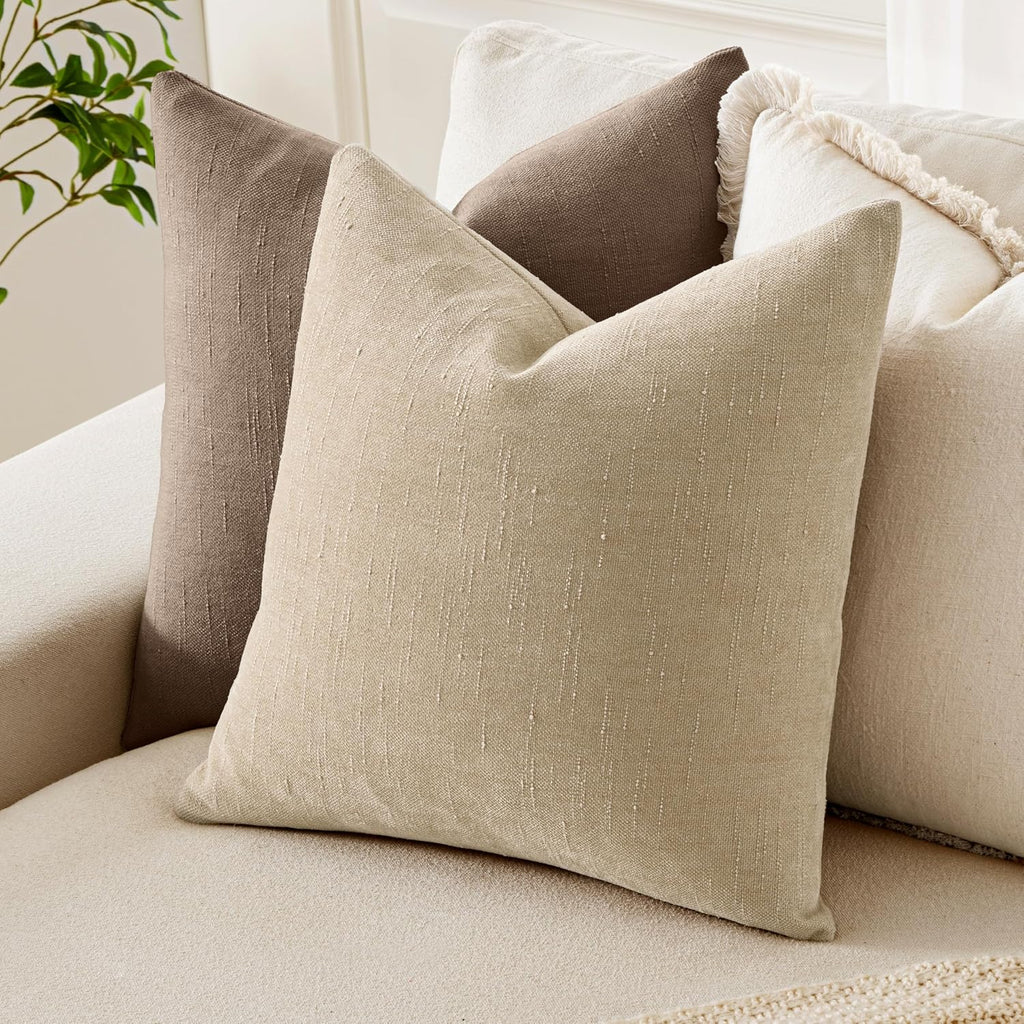 MIULEE Pack of 2 Decorative Throw Pillow Covers Soft Chenille Throw Pillows Solid Textured Cushion Covers for Couch Sofa Bedroom Living…