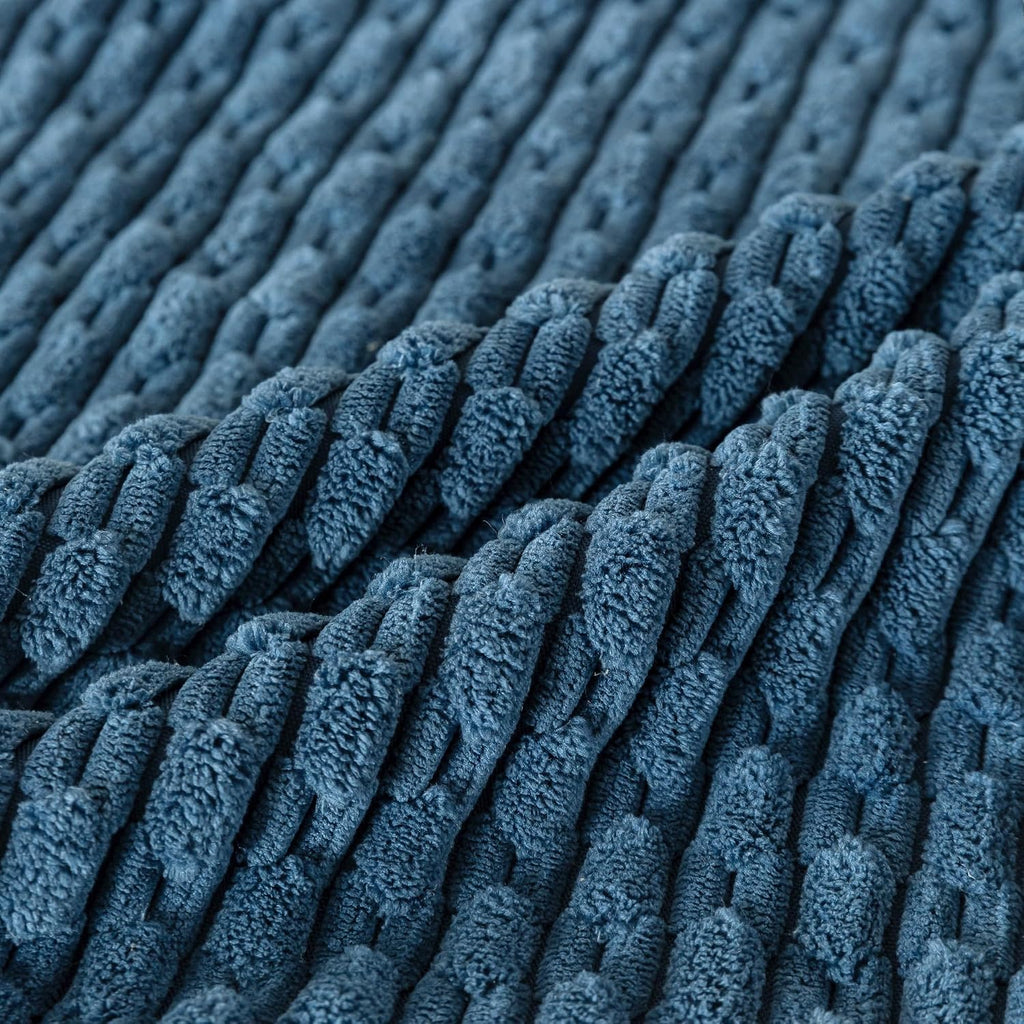 Cozoomy Set of 4 Blue Decorative Throw Pillow Covers 12x20 Inch Corduroy Pillow Covers for Bed Couch Sofa Living Room Soft Cushion Cases 20…
