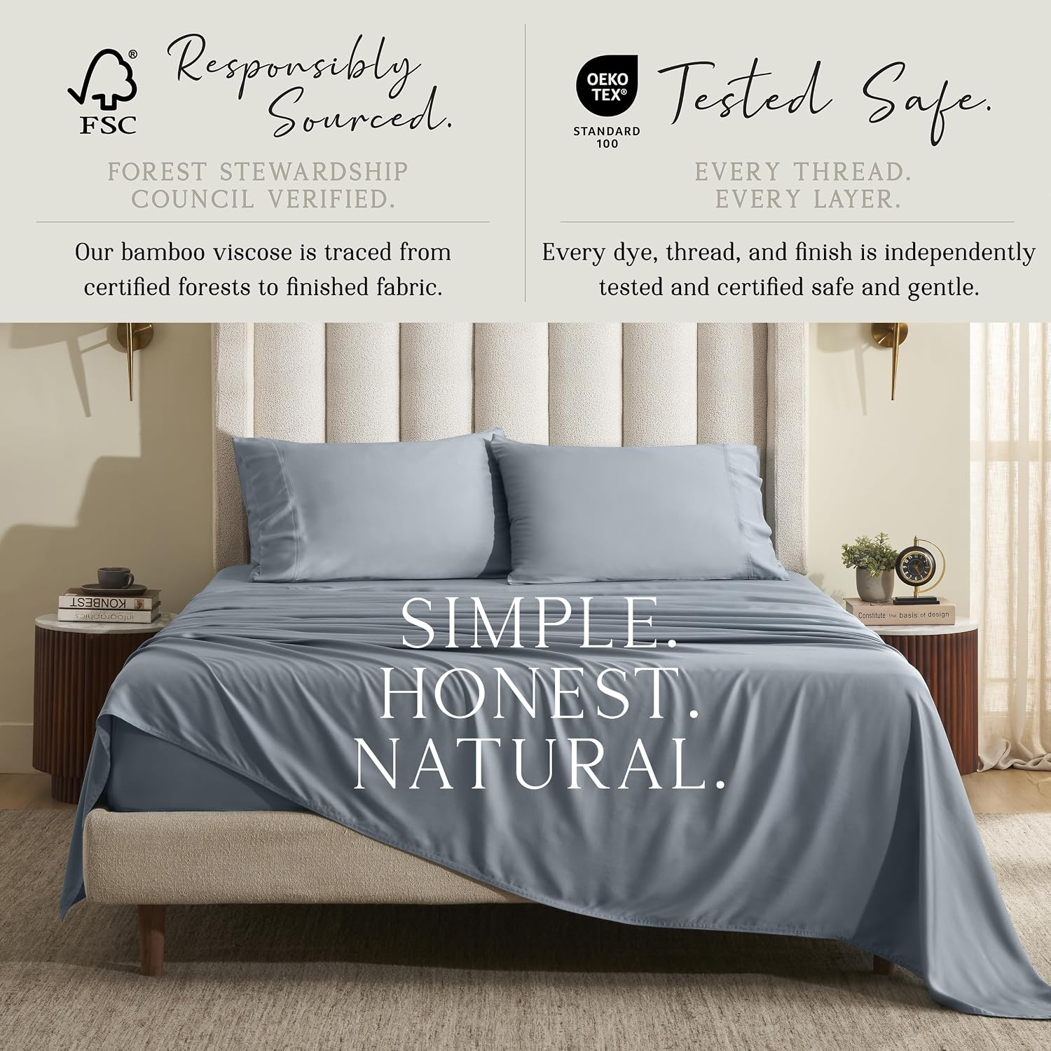 KARISSA MAE 6 Piece Pure Viscose from Bamboo King Size Sheet Set | 100% FSC Certified | Luxuriously Soft | Cooling | 18" Deep Pocket…