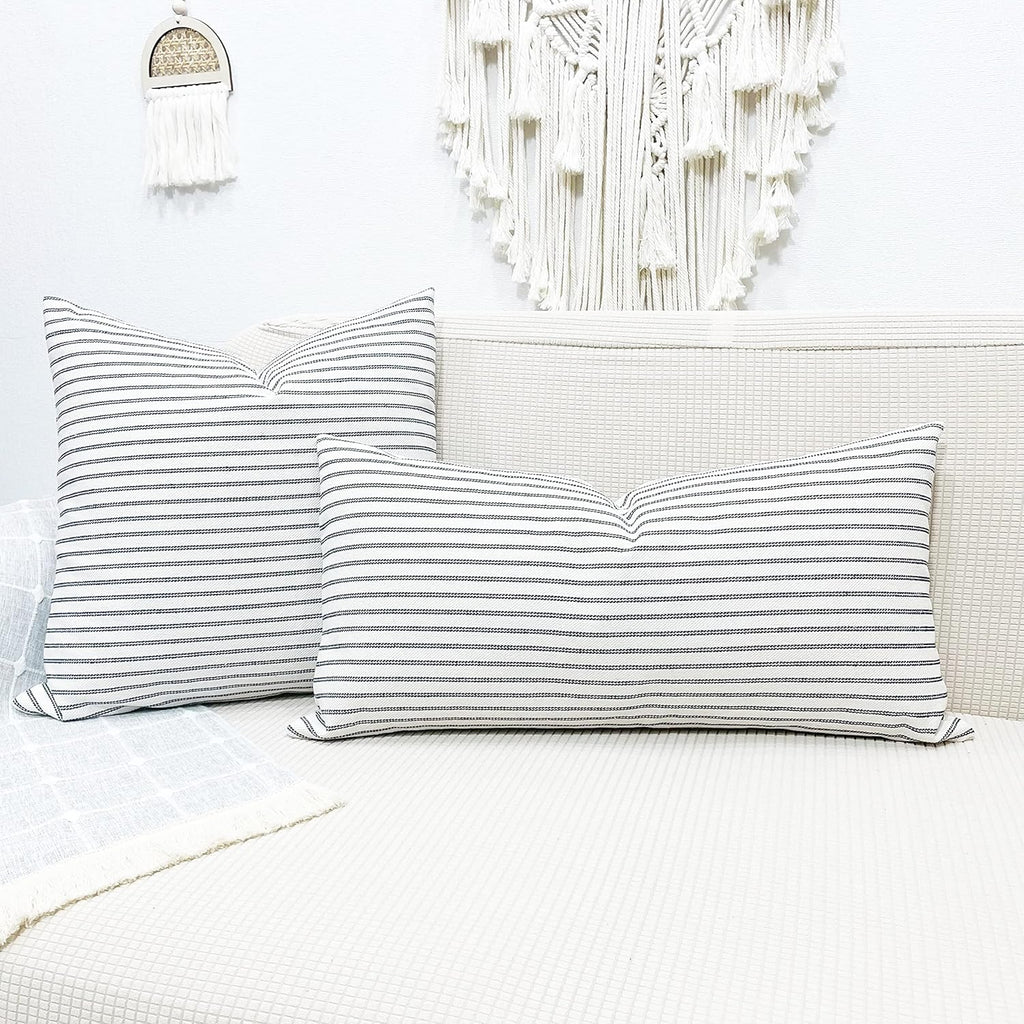 Slow Cow Rectangular Throw Pillow Cover Decorative Textured Lumbar Accent Cushion Cover for Couch Sofa 12 x 24 Inches Navy
