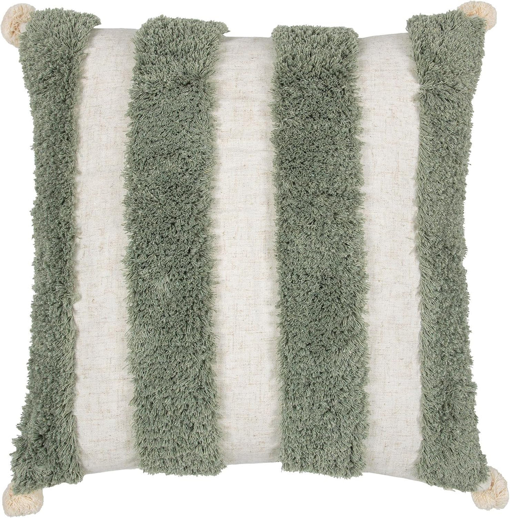 Loopuinhom Boho Pillow Covers 18X18 Inch Boho Tufted Linen Throw Pillow Covers Decorative Pompoms Cushion Cover Farmhouse Pillow Case for C…