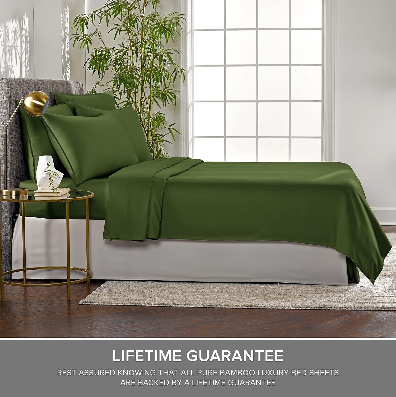 PureBamboo Pure Bamboo Twin Sheets, Genuine 100% Organic Viscose Derived from Bamboo Bed Sheet Set, Luxuriously Soft & Cooling, Double Stit…