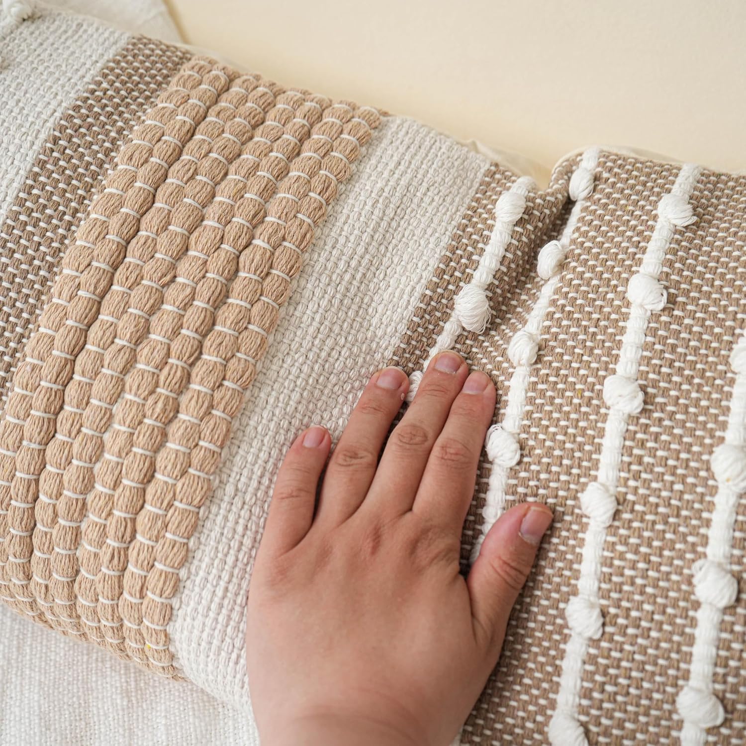 BlissBlush Brown Decorative Lumbar Pillow Cover 14x36 Boho Long Body Pillow for Bed Farmhouse Lumbar Throw Pillow for Couch Modern Accent…