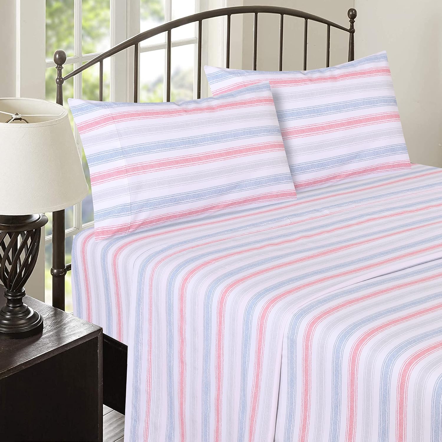 Ruvanti 100% Cotton Percale Sheets Full Size – Crisp Cooling Bed Sheets for Hot Sleepers, Deep Pocket 16”, Soft Breathable & Durable Hotel-…