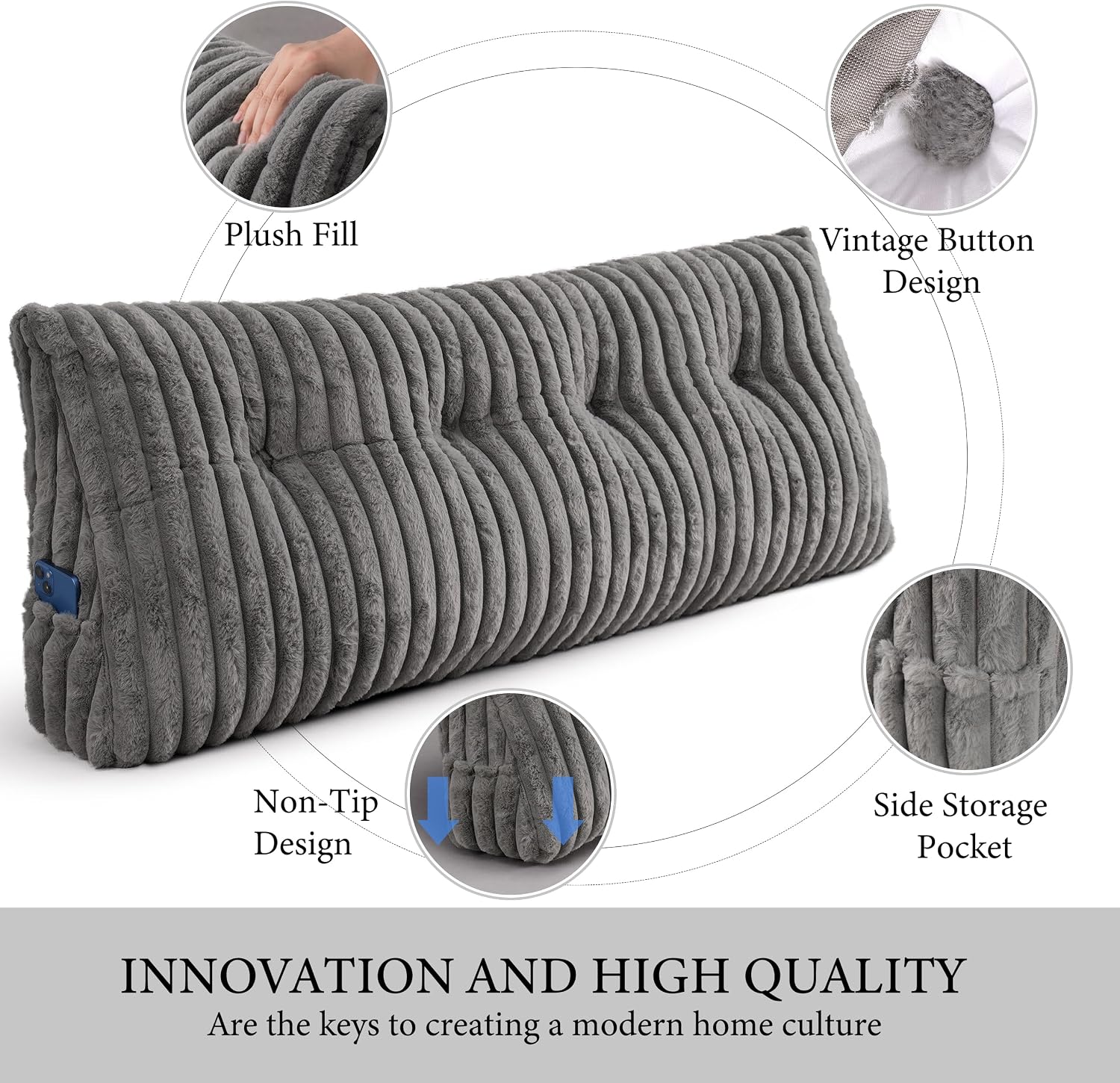 Headboard Pillow Full, Triangular Wedge Pillow Headboard Full, Cushion Headboards Reading Pillows, Backrest Pillows for Sitting in Bed or…
