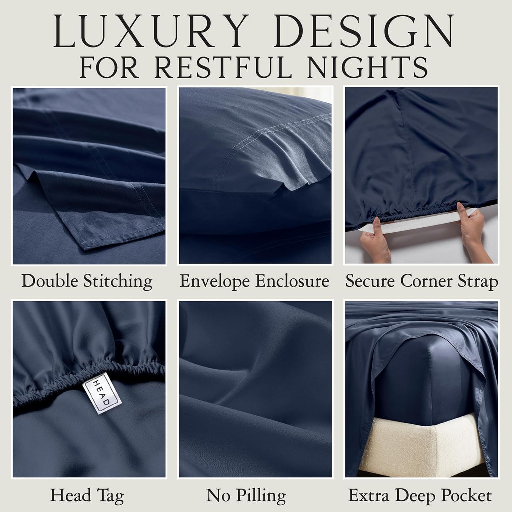 KARISSA MAE 6 Piece Pure Viscose from Bamboo King Size Sheet Set | 100% FSC Certified | Luxuriously Soft | Cooling | 18" Deep Pocket…