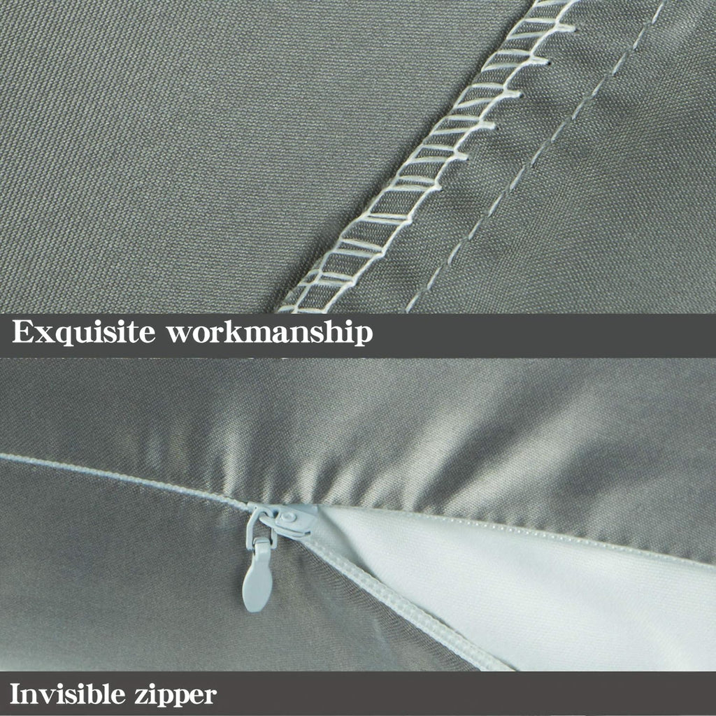 Ntbay Zippered Satin Pillow Cases for Hair and Skin, Luxury King Hidden Zipper Pillowcases Set of 2, 20x36 Inches, Dark Grey 36 Inches Grey
