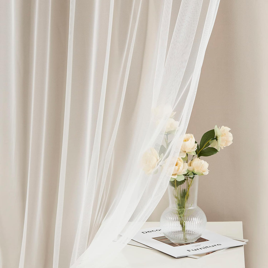 Bujasso Beige 80% Blackout Curtains with Sheer Overlay Mix and Match Double Layer Thermal Insulated Window Panels 95 inch for Living Room B…
