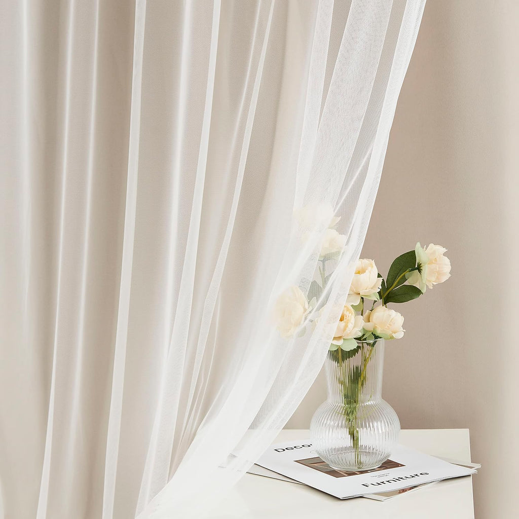 Bujasso Beige 80% Blackout Curtains with Sheer Overlay Mix and Match Double Layer Thermal Insulated Window Panels 63 inch for Living Room B…
