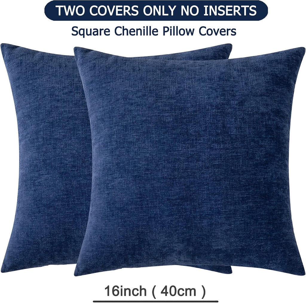 Gawamay Decorative Throw Pillow Covers 16x16 Inch Set of 2, Super Soft Chenille Square Pillows Farmhouse Fall Pillowcase for Living Room Be…