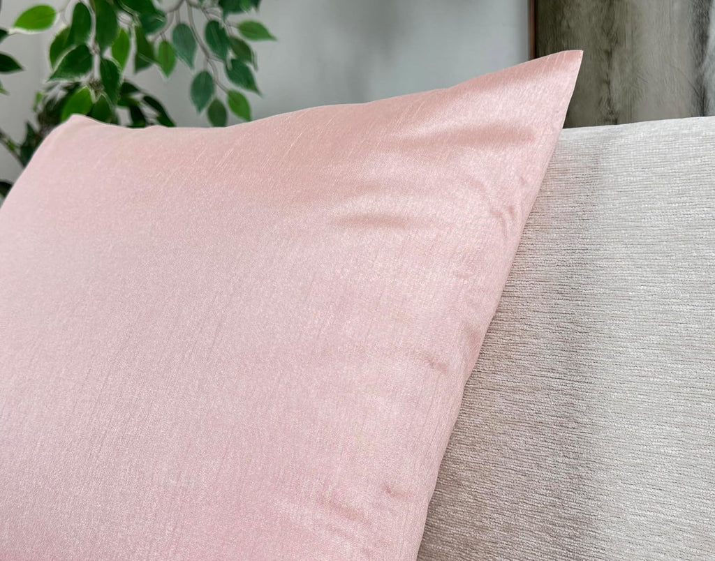 Aiking Home Collection 26x26 Inches Faux Silk Square European Shams, Zipper Closure, Rose Pink (Set of 2)