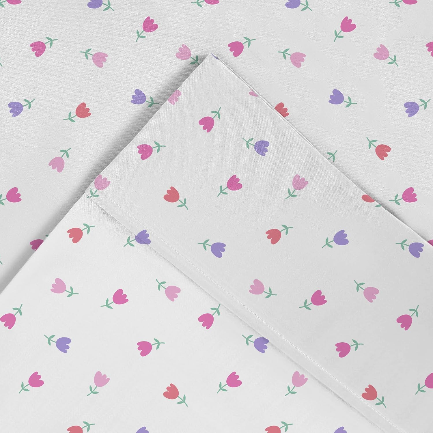 Pointehaven Petite Floral Printed Cotton Percale 4 pc Sheet Set, Queen