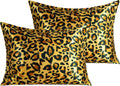 Ntbay 2 Pack Satin Standard Pillowcases for Hair and Skin, Luxurious and Silky Leopard Printed Pillow Cases with Envelope Closure, 20x26 In…